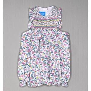 ANAVINI Girls 6 Mo Smocked Pink Floral Bubble Romper Easter Spring